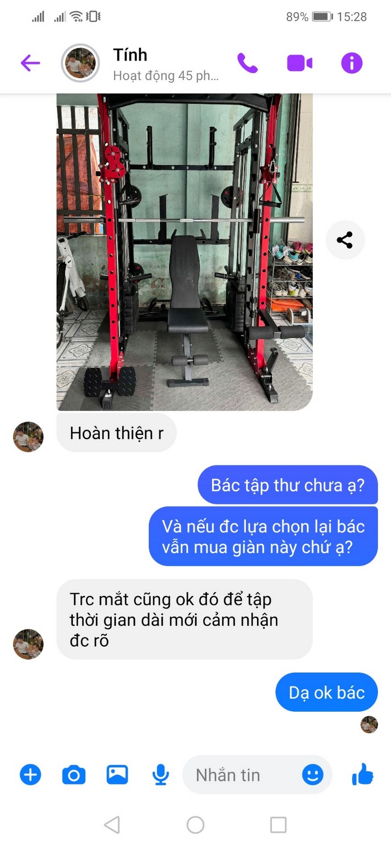 Phản hồi của khách hàng về hiệu quả tập luyện tại nhà với giàn tạ DHFN9in1red