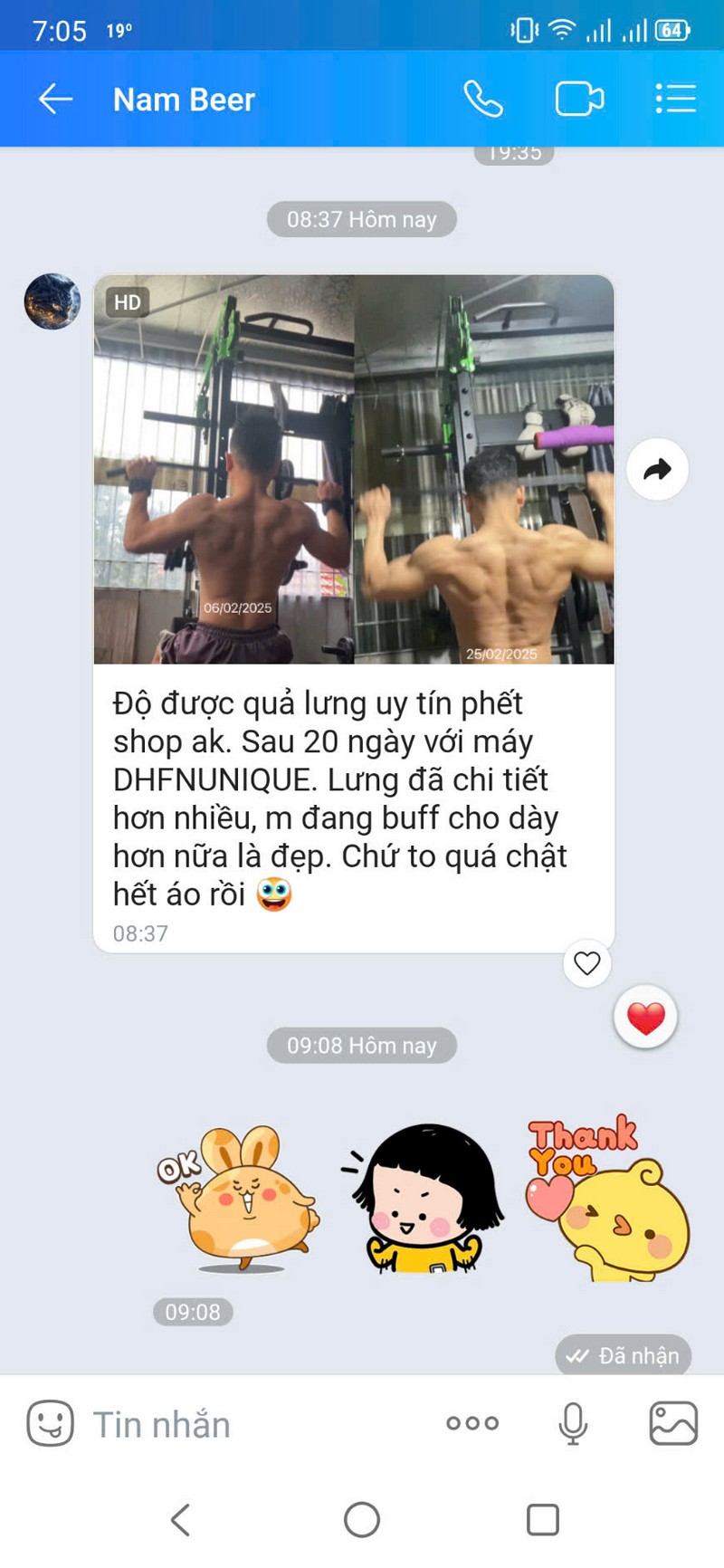 Khách hàng đánh giá cao giàn tạ DHFNUNIQUE đi kèm trọn bộ phụ kiện