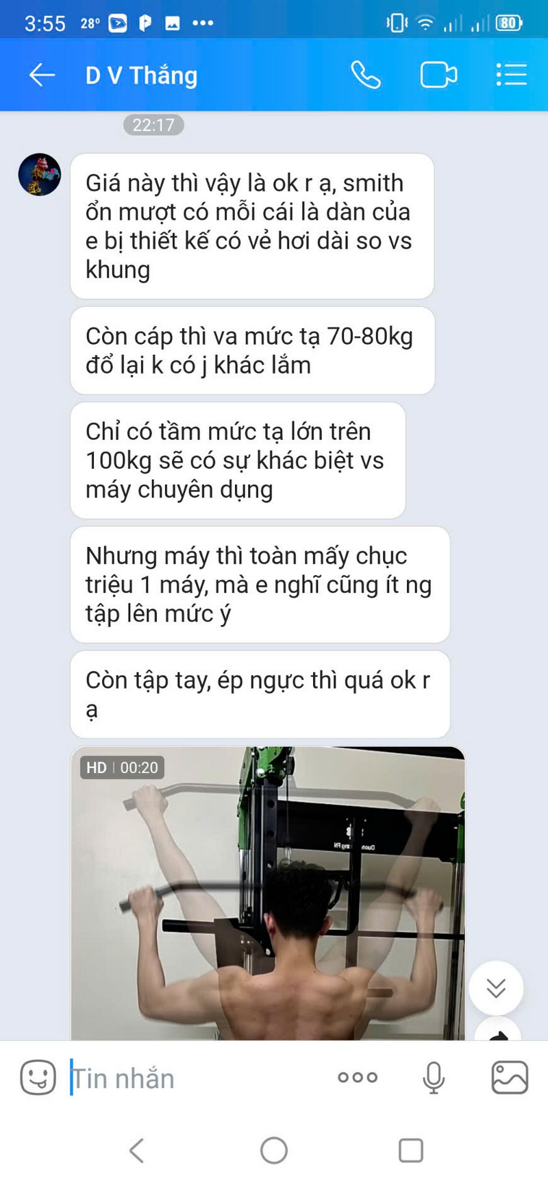 Người dùng phản hồi về sự tiện lợi của giàn tạ DHFNUNIQUE tại nhà