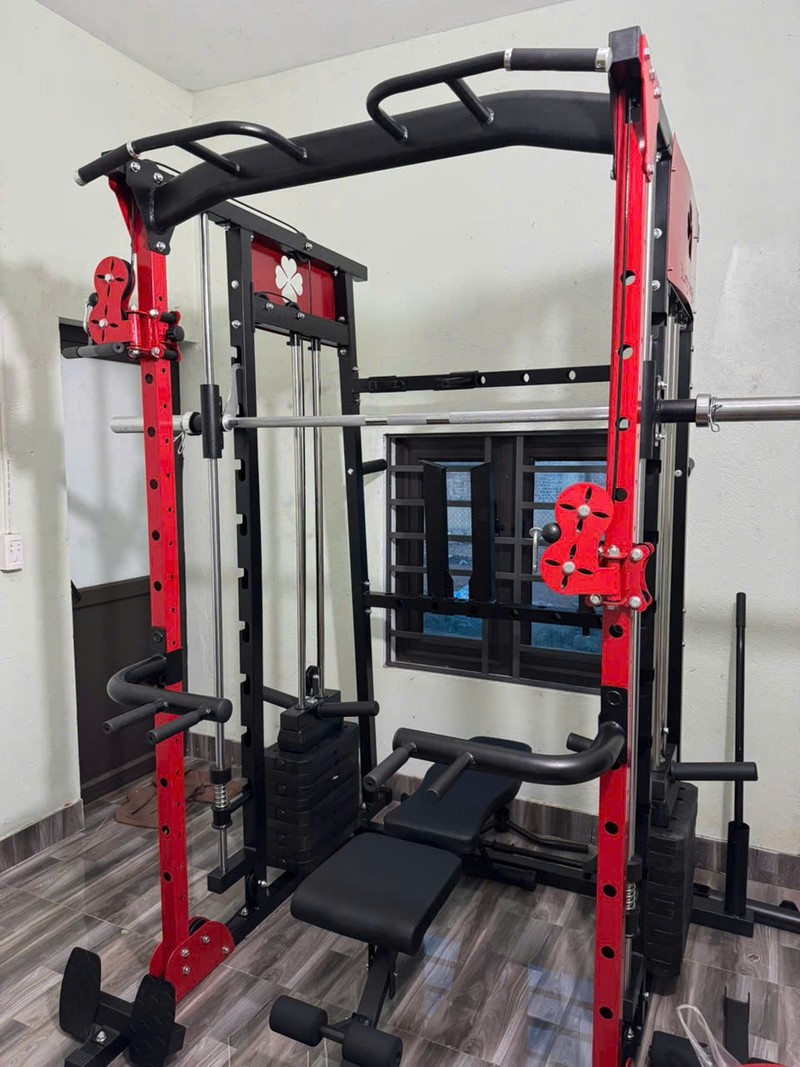 Giàn tạ DHFN9in1red đầy đủ phụ kiện hỗ trợ tập gym tại Hà Tĩnh