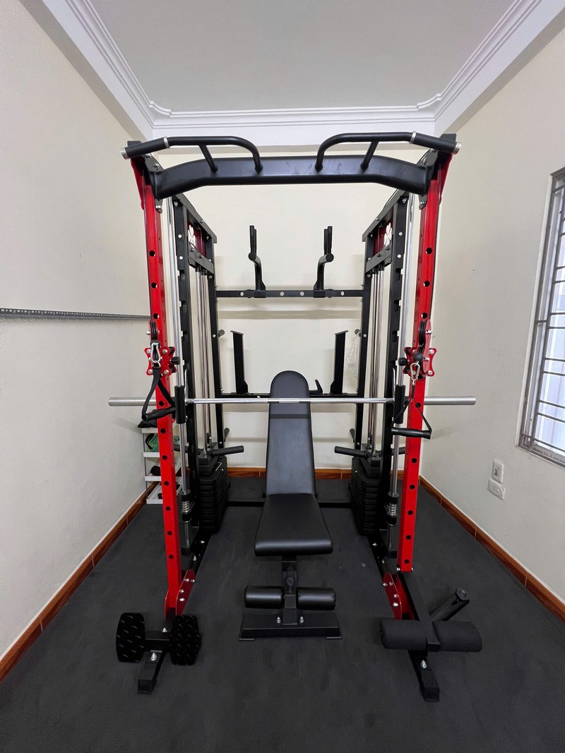 Giàn tạ DHFN 9in1 RED đầy đủ phụ kiện hỗ trợ tập gym tại nhà