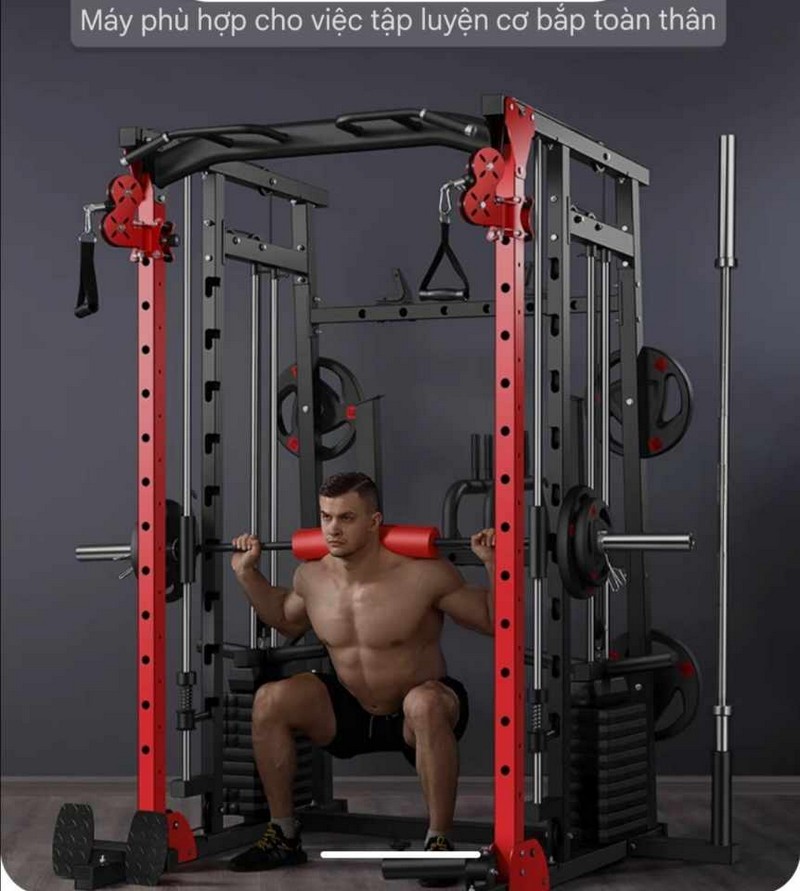 Giàn tạ DHFN9in1red đầy đủ phụ kiện hỗ trợ tập gym tại nhà