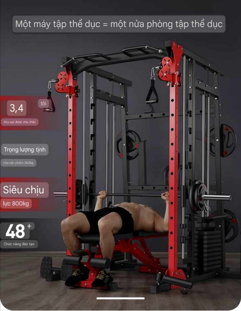Giàn tạ DHFN9in1red đầy đủ phụ kiện hỗ trợ tập gym tại nhà 2