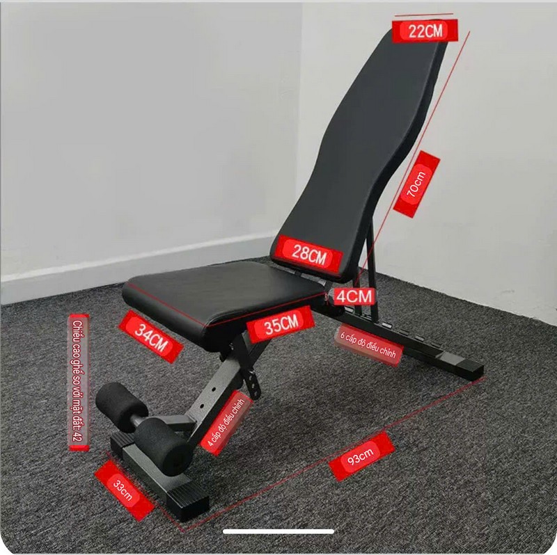 Kích thước thực tế của ghế đa năng DHFN3 khi lắp đặt đầy đủ 02