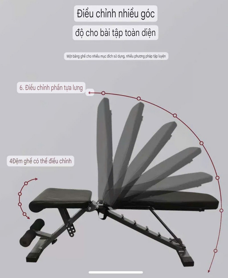 Kích thước thực tế của ghế đa năng DHFN3 khi lắp đặt đầy đủ