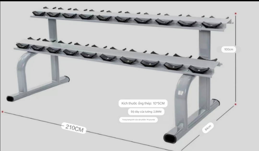 Giá để tạ tay loại 10 cặp – chịu tải lớn, phù hợp mọi phòng gym