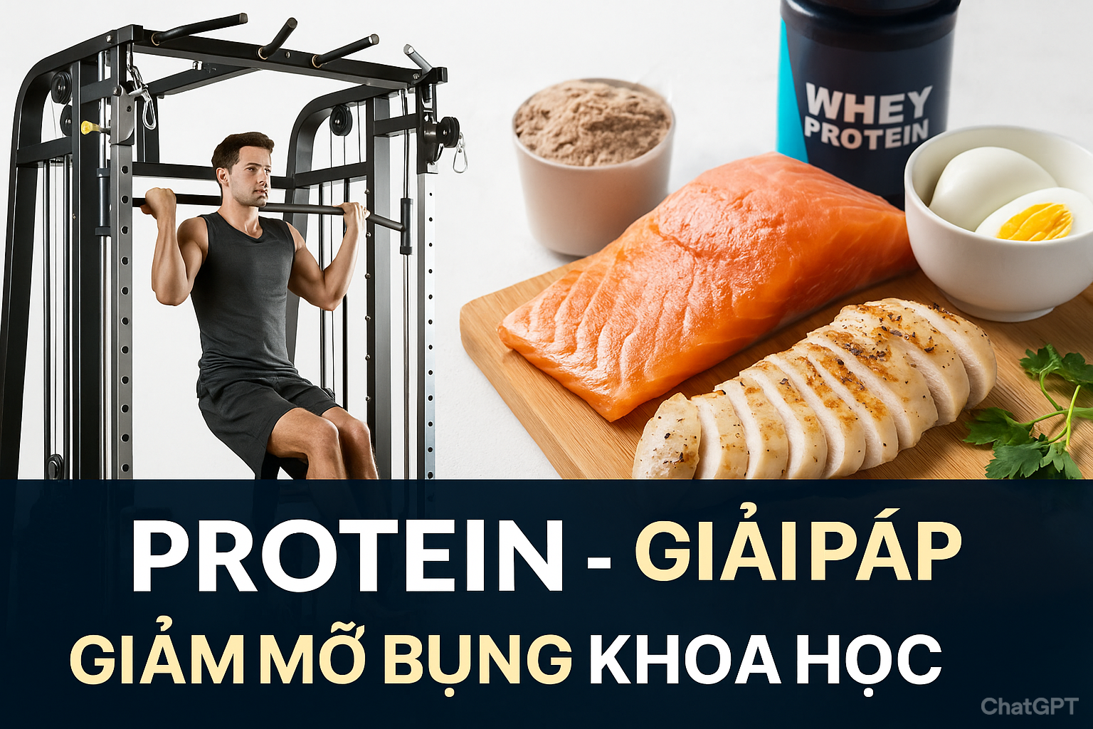 Giàn tạ đa năng Dương Hoàng FN kết hợp protein giúp giảm mỡ bụng khoa học