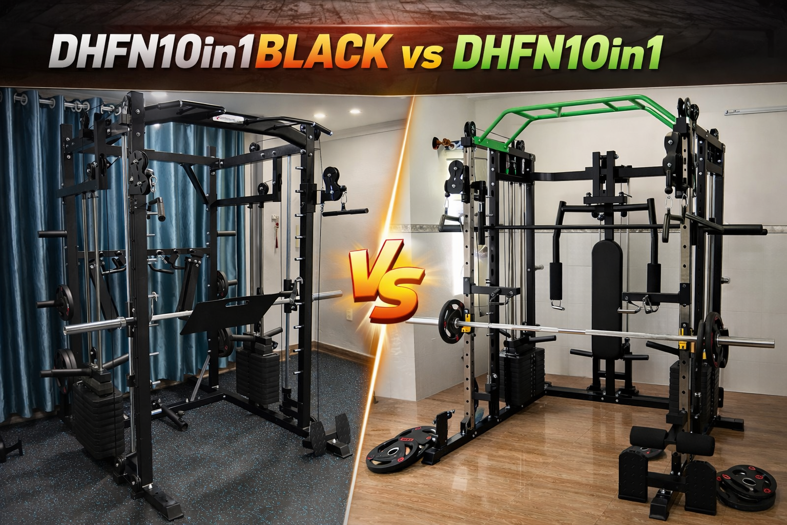 So sánh giàn tạ đa năng DHFN10in1 Xanh và DHFN10in1Black